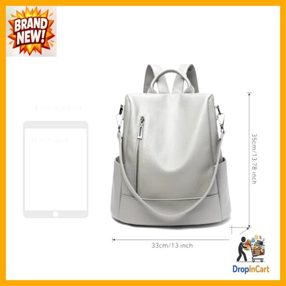 Convertible Anti-Theft Backpack PU Leather Lightweight Water-Resistant Laptop